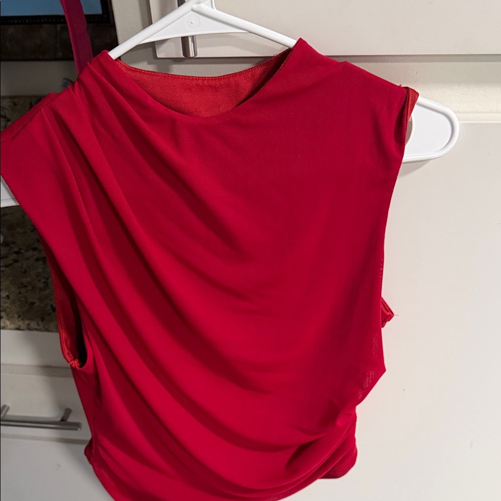 SHEIN Bold Red Sleeveless Blouse